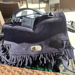 Zadig & Voltaire Navy Suede Fringe Shoulder Bag